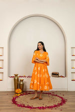 Thumbnail for Joban Fashion Orange Tie & Dye Cotton Dress - Distacart