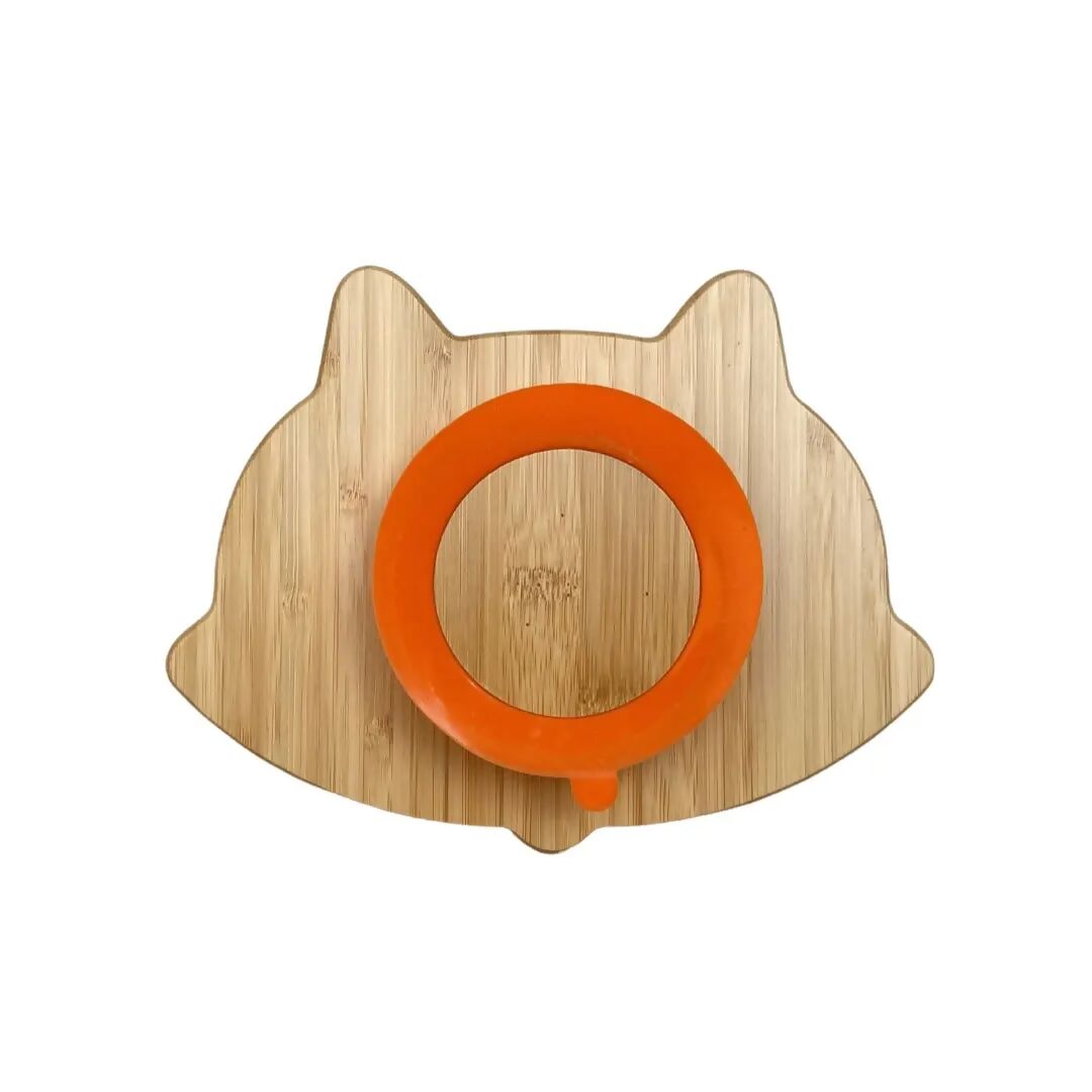 Littlecherrymom Fox Bamboo Suction Plate (With Fork And Spoon) - Distacart