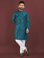 Thumbnail for Anaita Teal Embroidered Silk Straight Kurta - Distacart