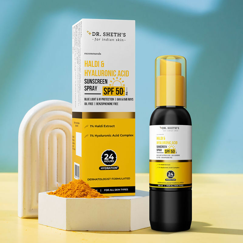 Dr. Sheth's Haldi & Hyaluronic Acid Sunscreen Spray SPF 50+ PA++++ - Distacart