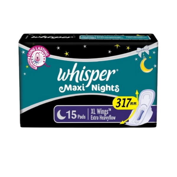 Whisper Maxi Nights Sanitary Pads for Women, XL - Distacart