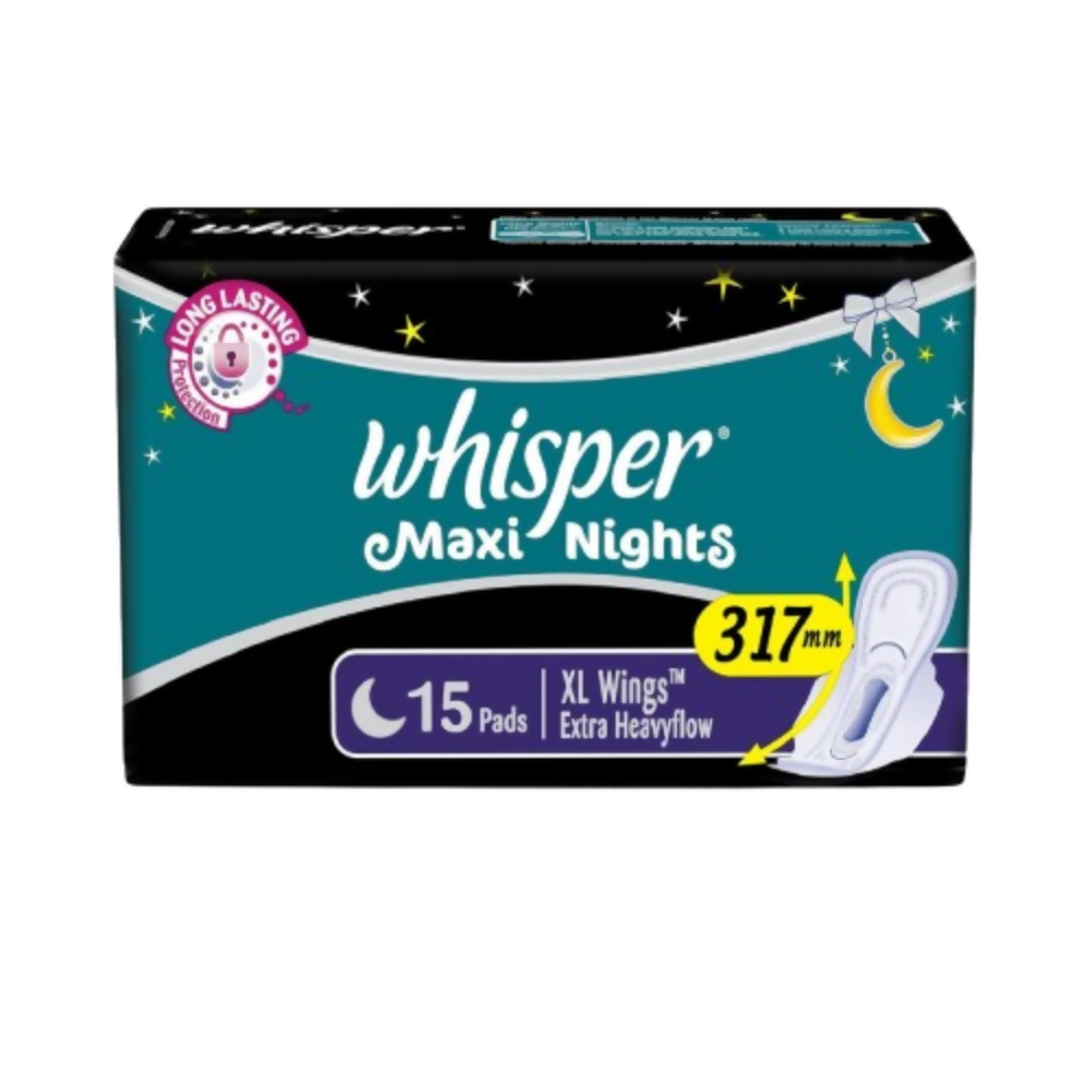 Whisper Maxi Nights Sanitary Pads for Women, XL - Distacart