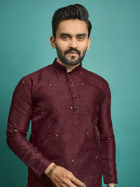 Thumbnail for Maroon Color Stitched Men's Kurta for Functions by Infinity Export - Distacart