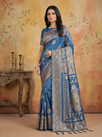 Thumbnail for Shree Shyam Fashion Sky Blue Silk Blend Saree - Distacart