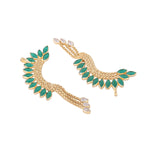 Thumbnail for Nuyug 22K Gold Plated Faux Emerald Studded Contemporary Ear Cuff Earrings - Distacart