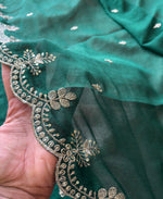 Thumbnail for KC Green Wedding Wear Embroidered Crush Silk Salwar Suit - Dista