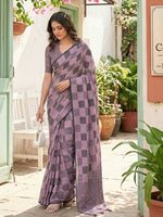 Thumbnail for Shree Shyam Fashion Dusty Pink Linen Cotton Saree - Distacart