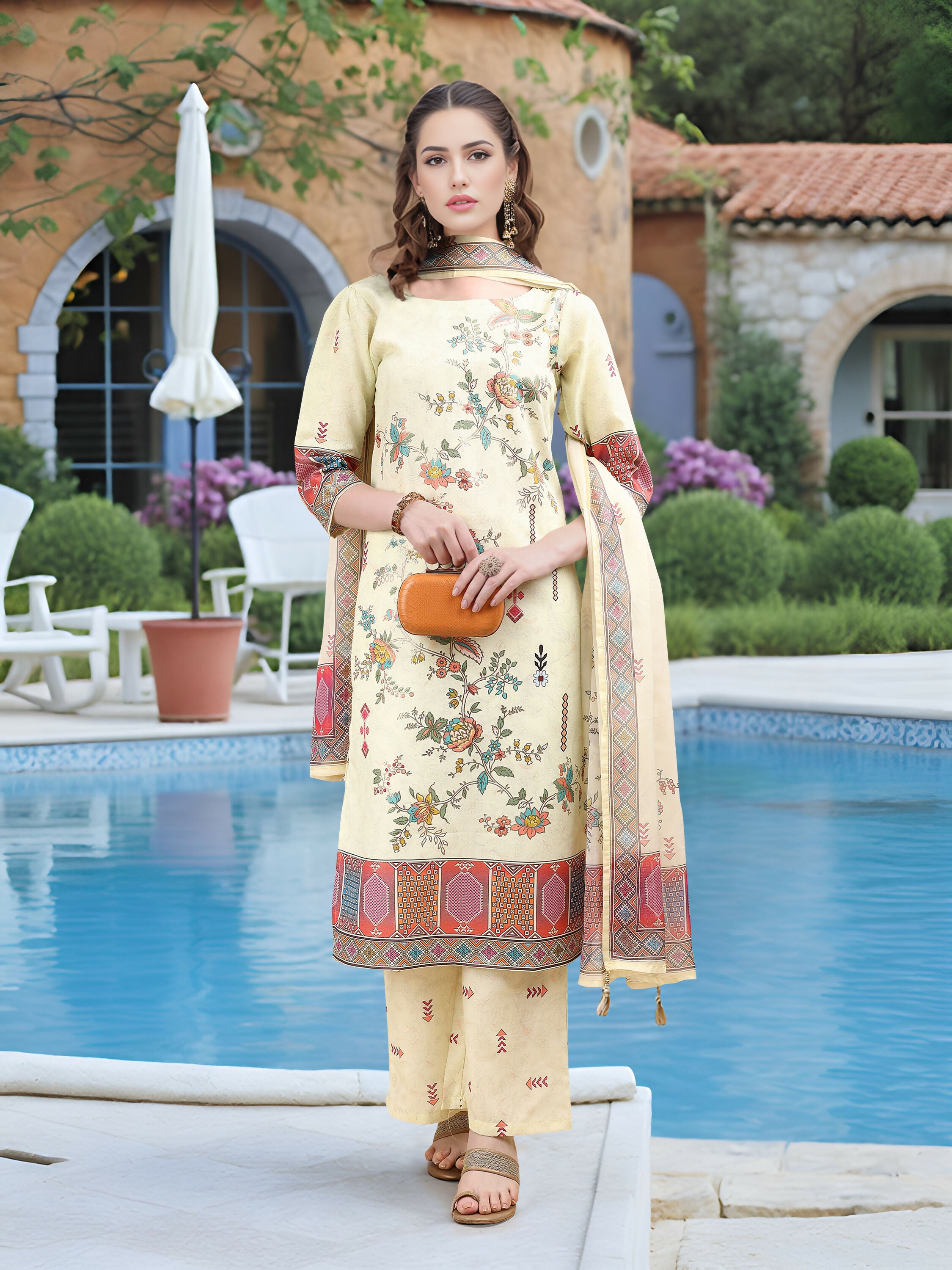 Joban Fashion Pista Position Digital Print With Position Foil Kurta Set