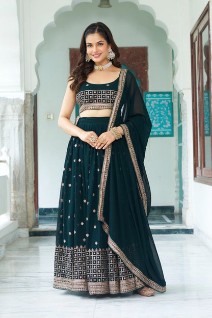 Lehenga Mart Gorgeous Lehenga Choli For Wedding-Green - Dista