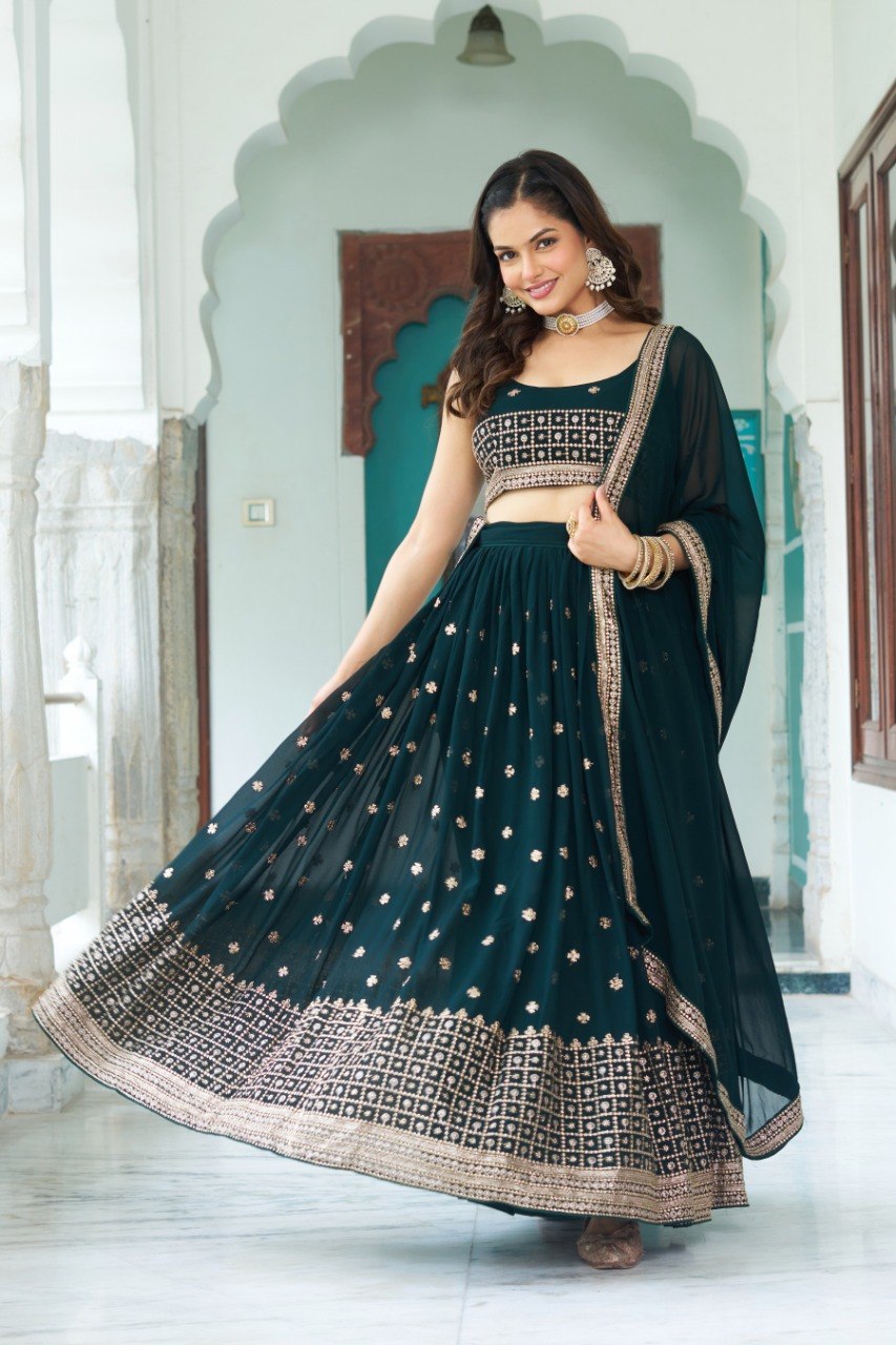 Lehenga Mart Gorgeous Lehenga Choli For Wedding-Green - Dista