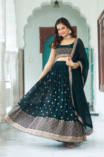 Thumbnail for Lehenga Mart Gorgeous Lehenga Choli For Wedding-Green - Dista