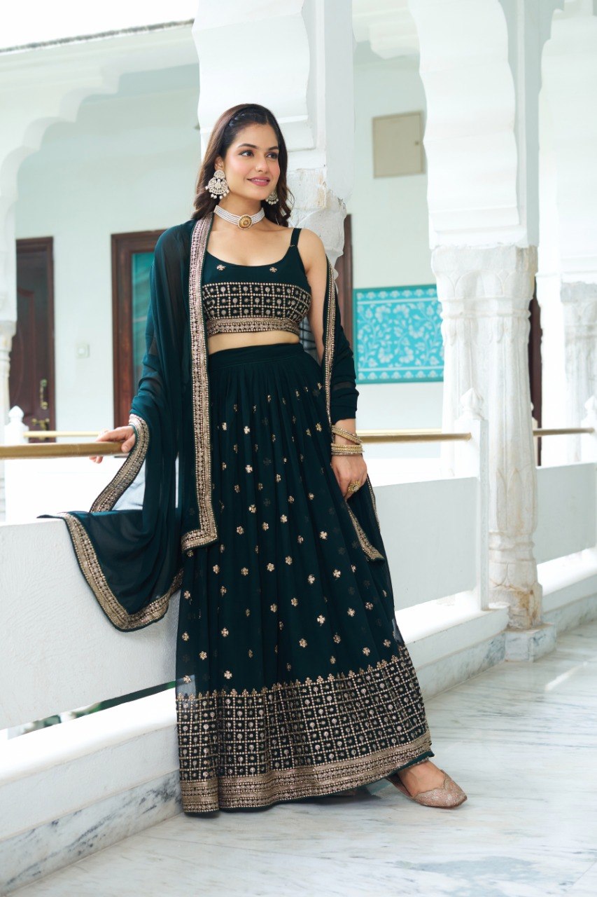 Lehenga Mart Gorgeous Lehenga Choli For Wedding-Green - Dista