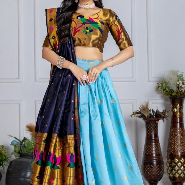 Lehenga Mart Gorgeous Lehenga Choli For Wedding-Sky Blue - Dista