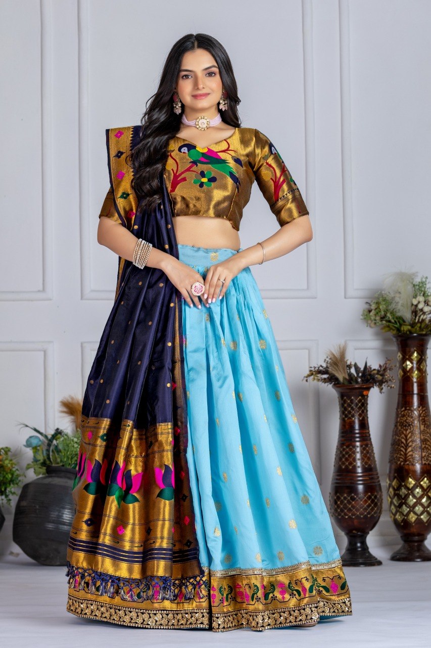 Lehenga Mart Gorgeous Lehenga Choli For Wedding-Sky Blue - Dista