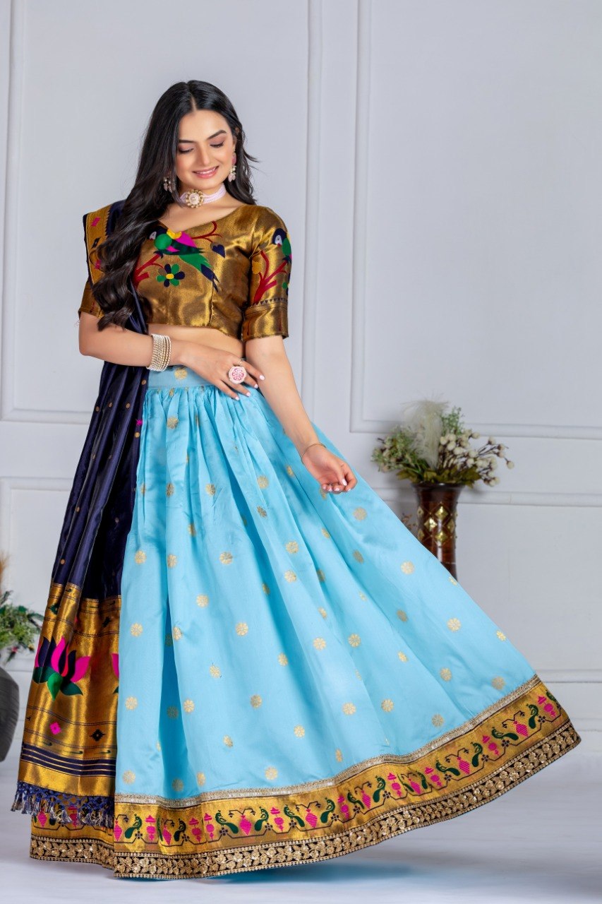 Lehenga Mart Gorgeous Lehenga Choli For Wedding-Sky Blue - Dista