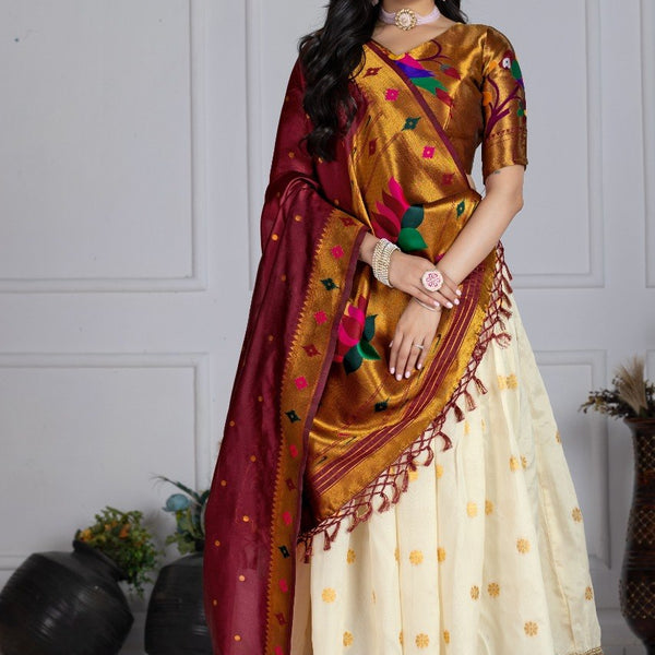 Lehenga Mart Gorgeous Lehenga Choli For Wedding-Off White - Dista