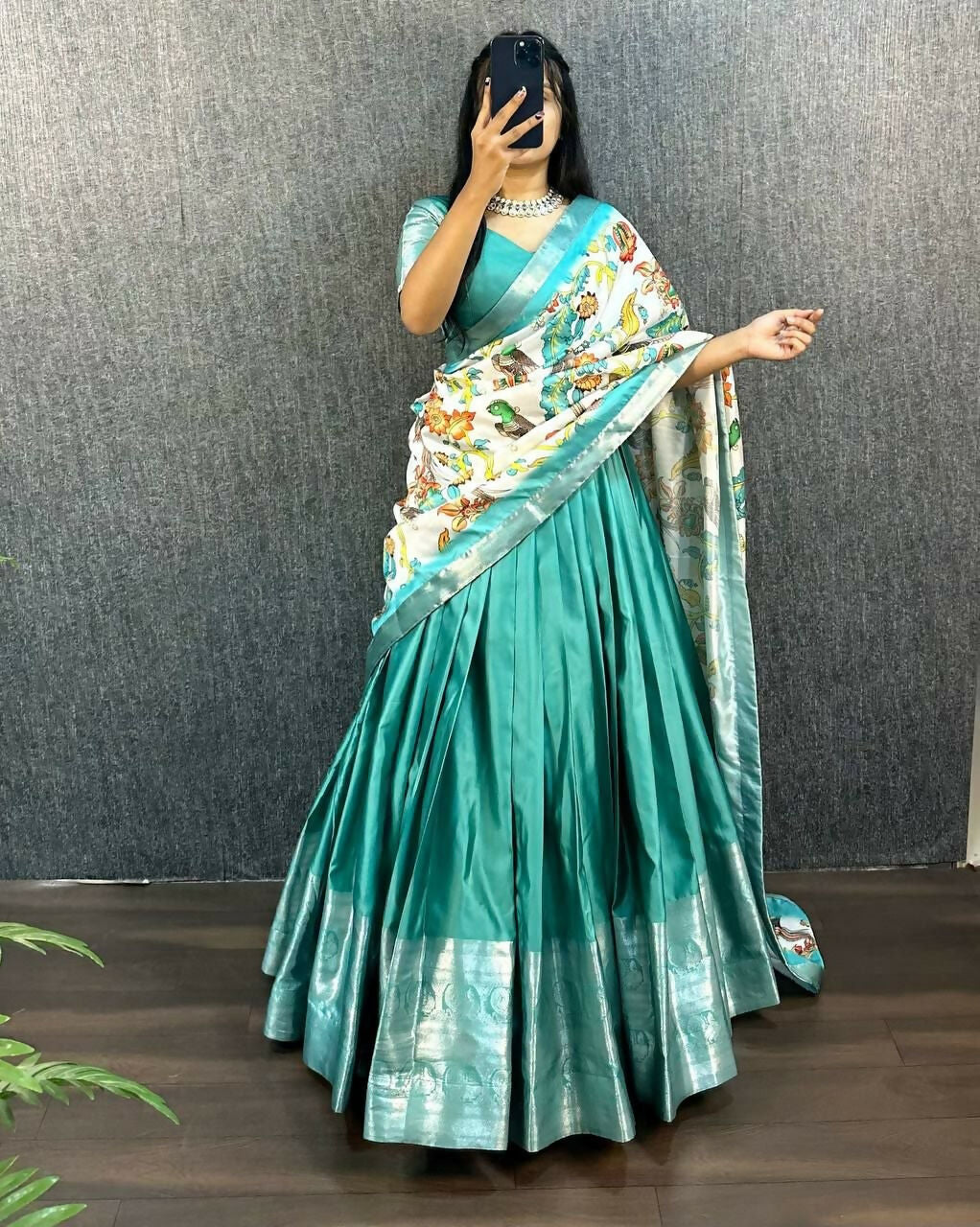 Teeya Creation New Latest Trendy Stylish Lehenga Choli Set - Teal - Dista