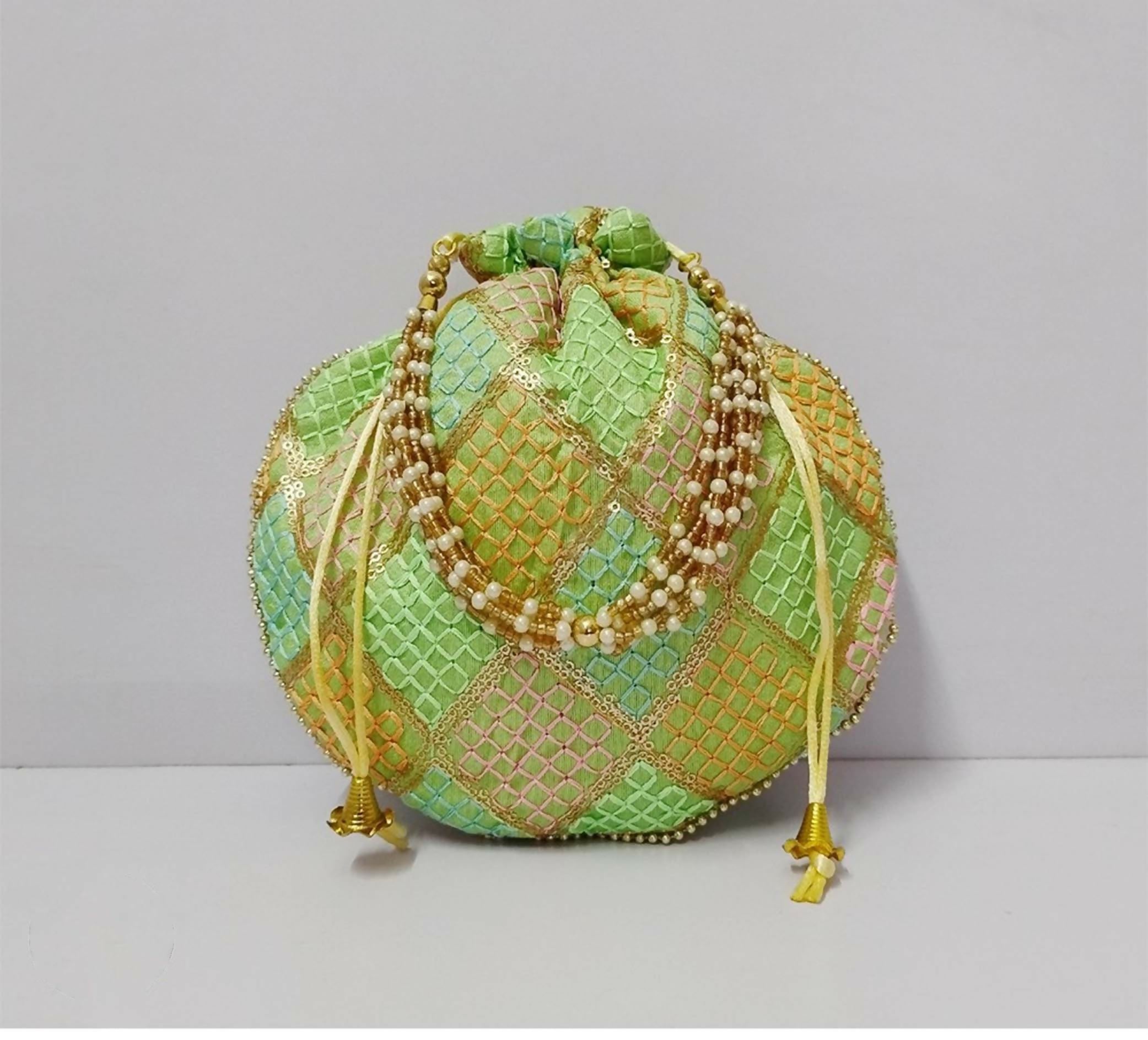 Joban Fashion Embroidered Potli Clutch - Multicolor - Dista