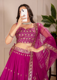 Thumbnail for Lehenga Mart Designer Wedding Lehenga choli for Women - pink