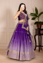 Thumbnail for Lehenga Mart Designer Wedding Lehenga choli for Women - purple - Distacart