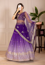 Thumbnail for Lehenga Mart Designer Wedding Lehenga choli for Women - purple - Distacart
