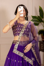 Thumbnail for Lehenga Mart Designer Wedding Lehenga choli for Women - purple - Distacart