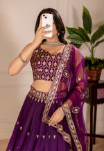 Thumbnail for Lehenga Mart Designer Wedding Lehenga choli for Women - Wine