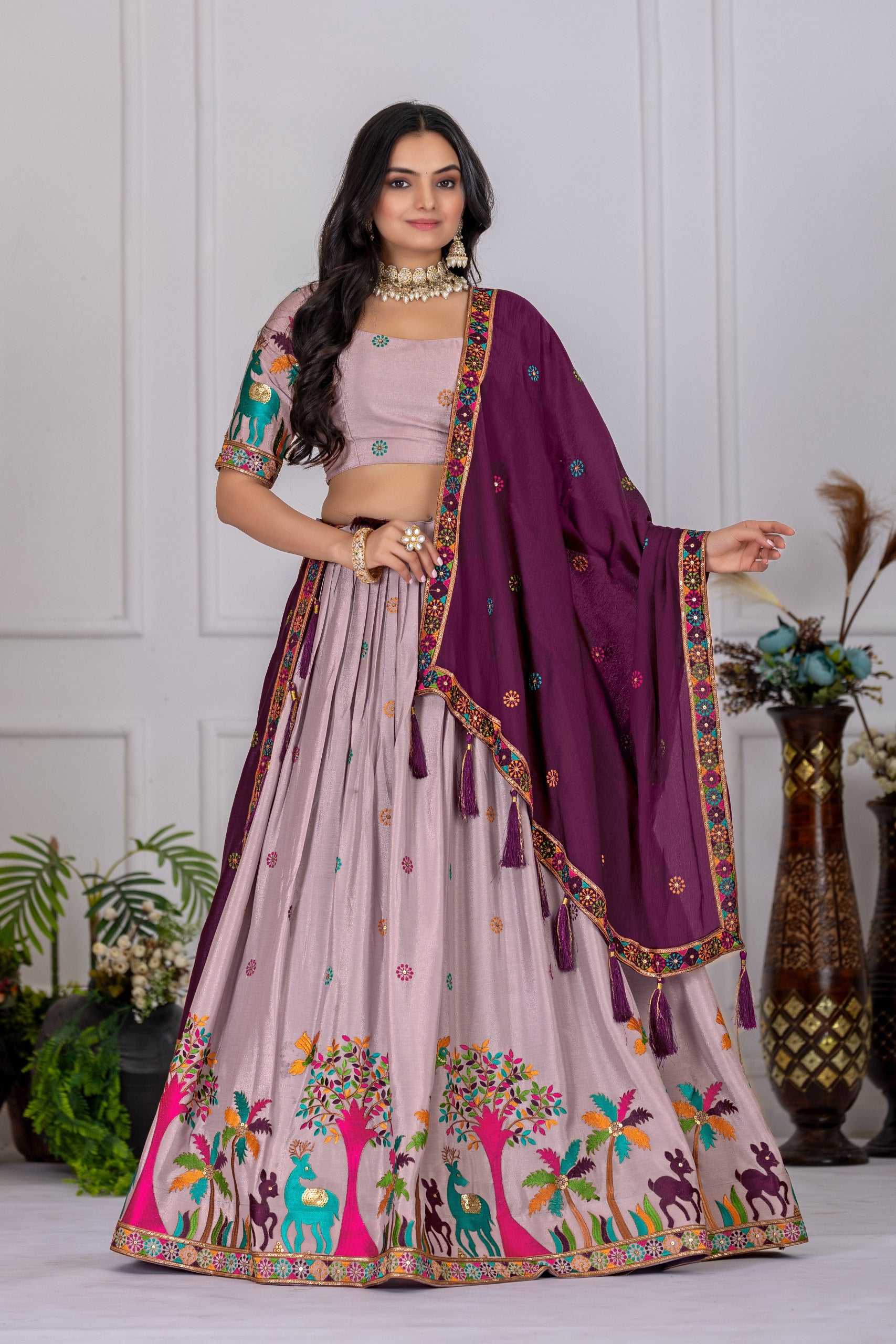 Lehenga Mart Designer Wedding Lehenga choli for Women - light purple - Distacart