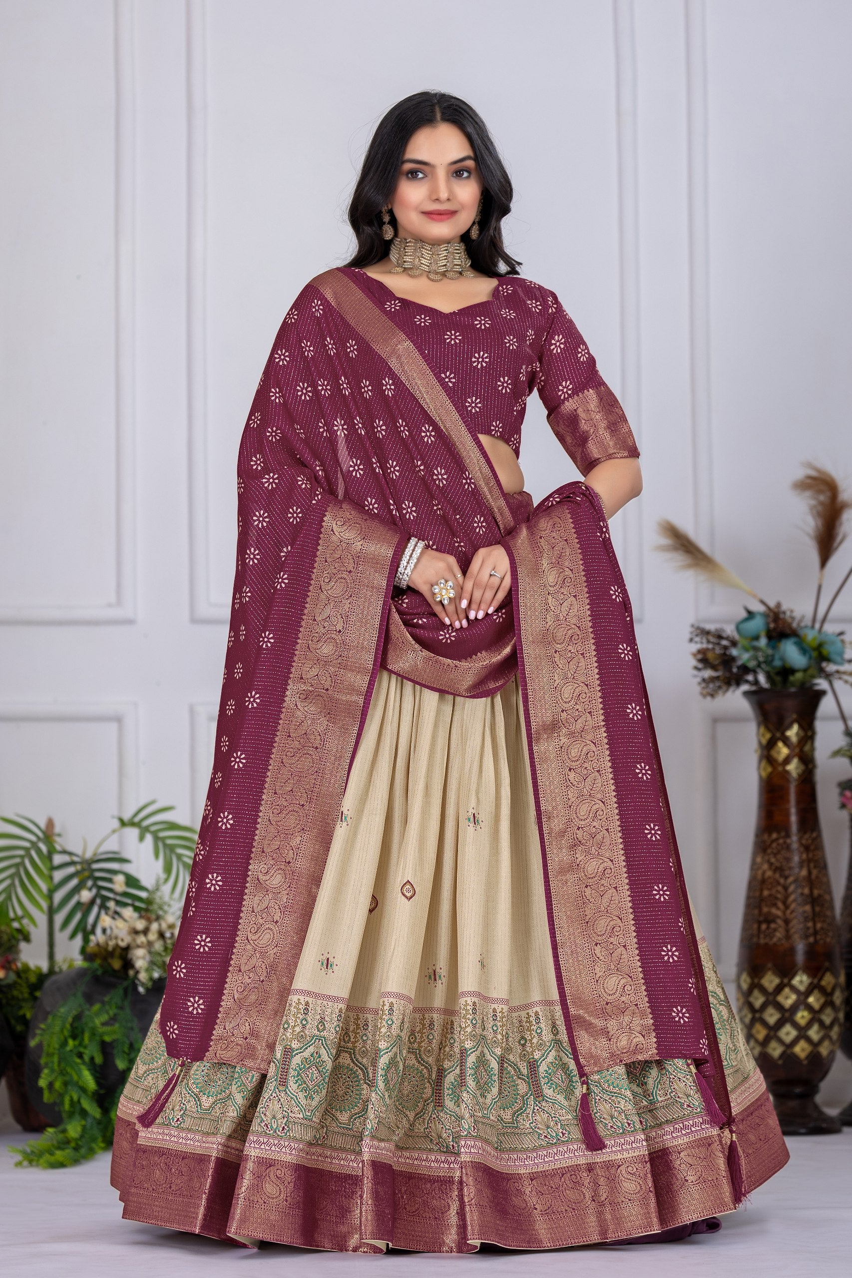 Lehenga Mart Designer Wedding Lehenga choli for Women - Wine - Distacart