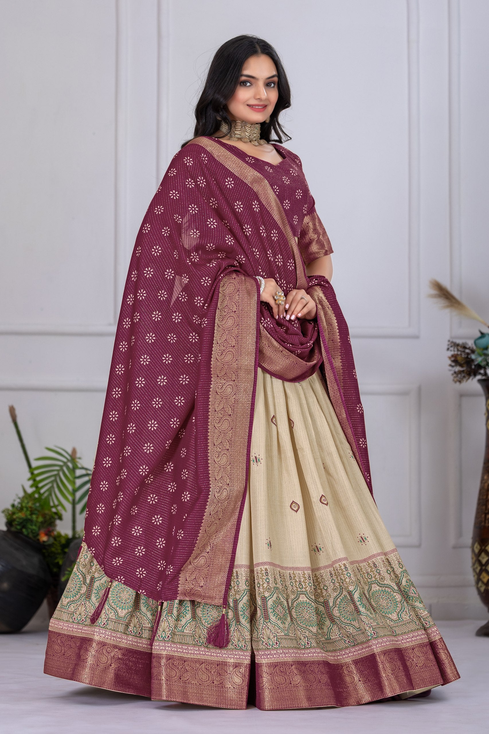 Lehenga Mart Designer Wedding Lehenga choli for Women - Wine - Distacart