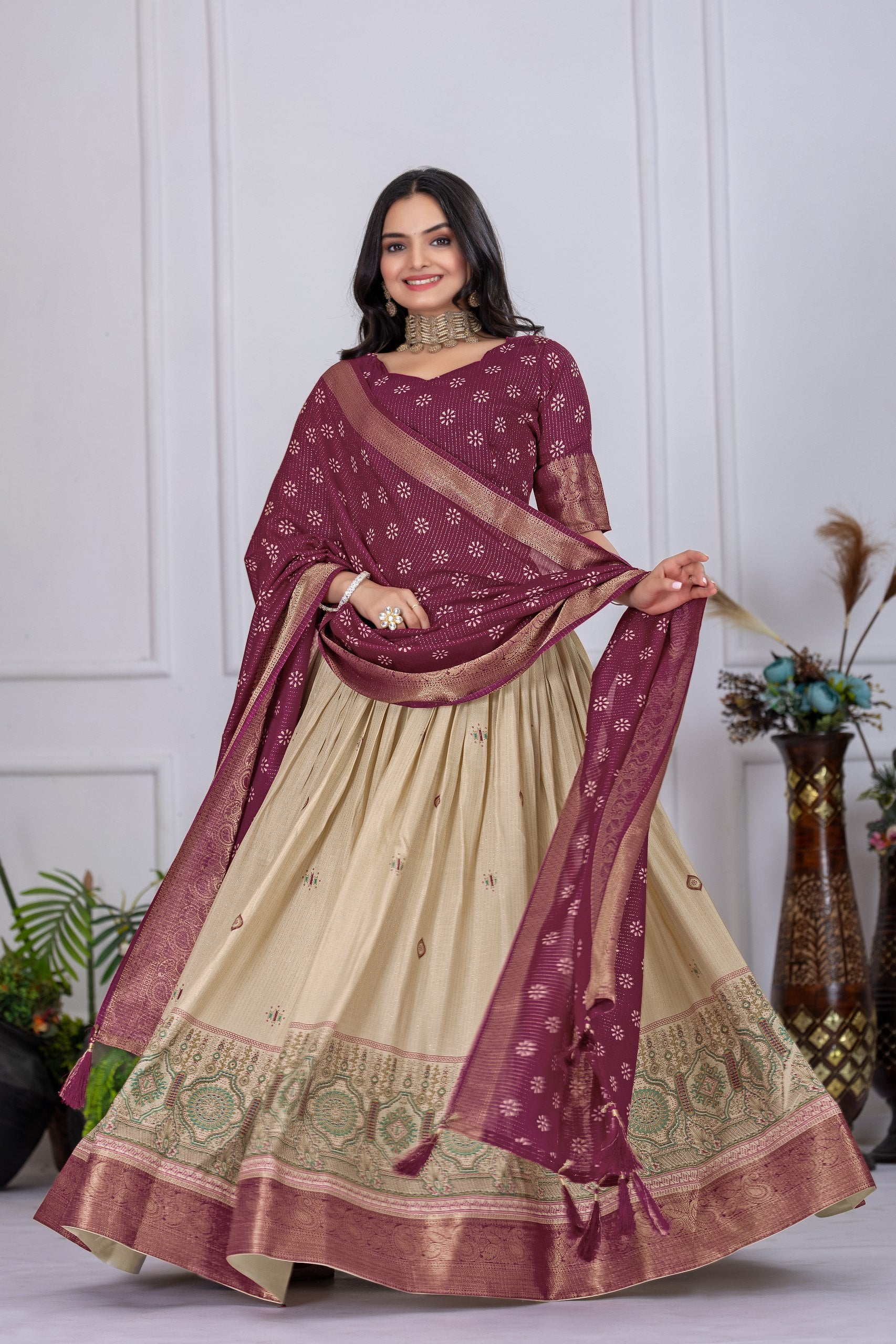 Lehenga Mart Designer Wedding Lehenga choli for Women - Wine - Distacart