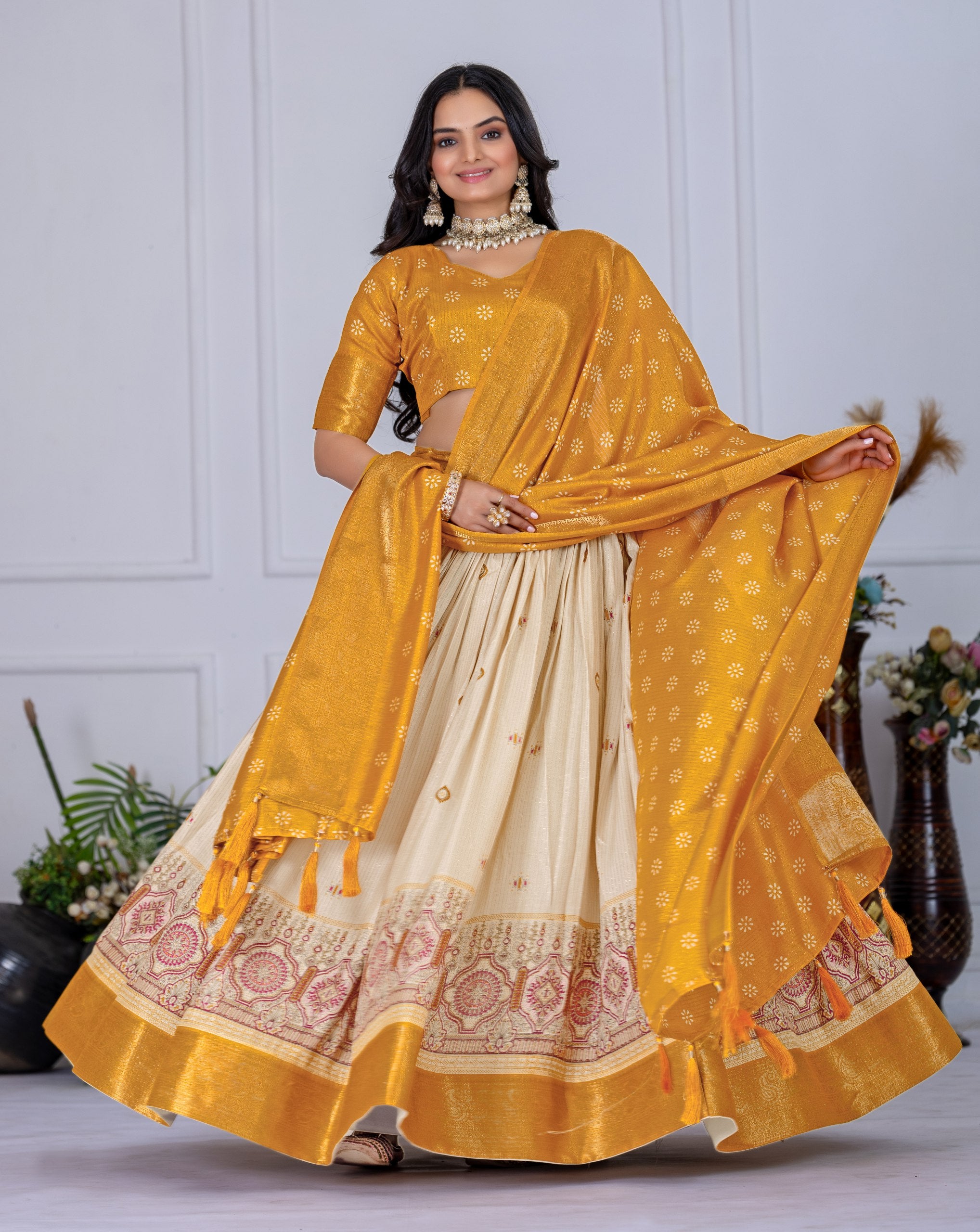 Lehenga Mart Designer Wedding Lehenga choli for Women - Yellow - Distacart