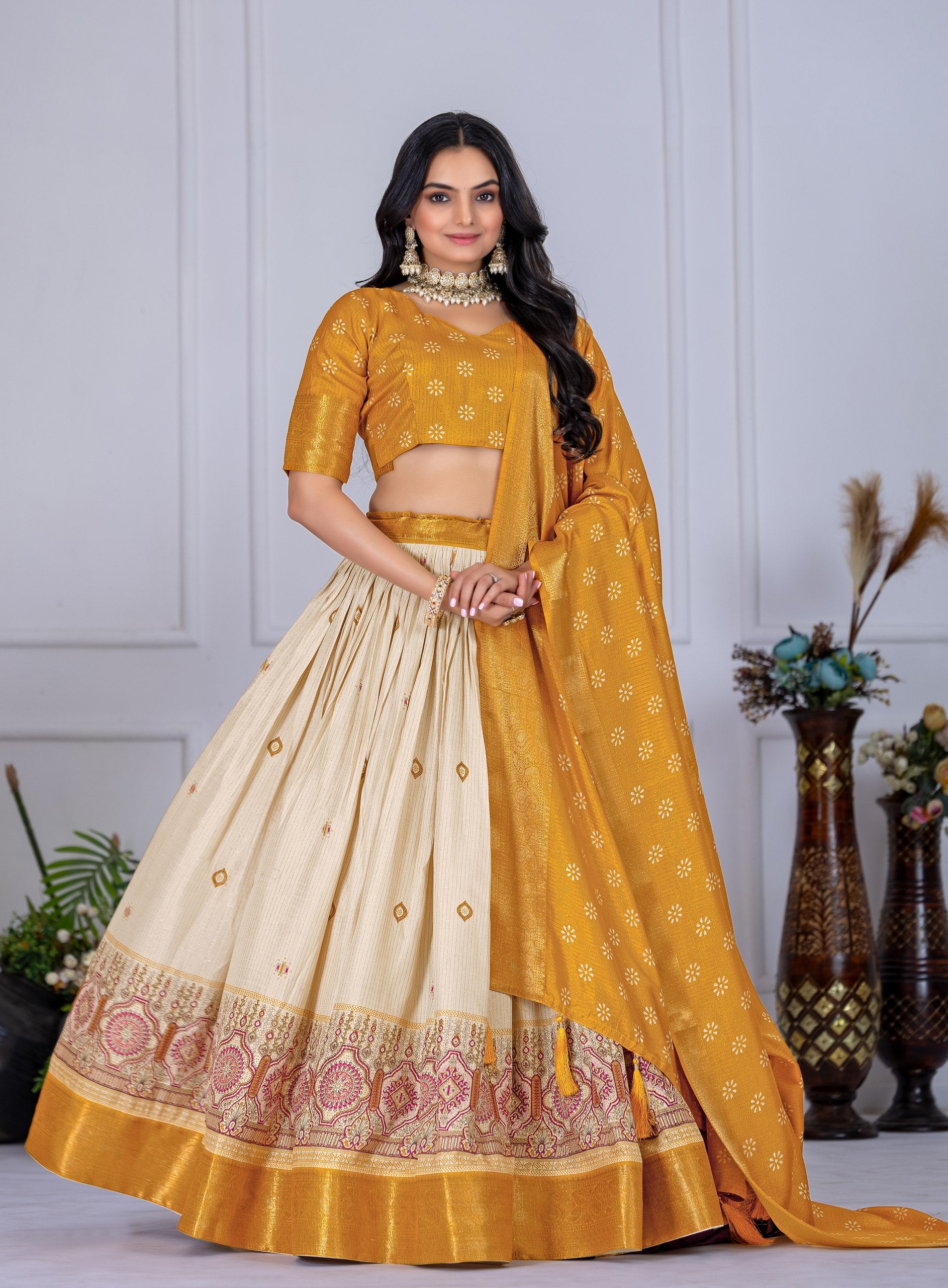 Lehenga Mart Designer Wedding Lehenga choli for Women - Yellow - Distacart