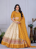 Thumbnail for Lehenga Mart Designer Wedding Lehenga choli for Women - Yellow - Distacart