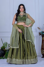 Thumbnail for Lehenga Mart Designer Wedding Lehenga choli for Women - Mehndi