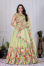 Thumbnail for Lehenga Mart Patel Green Crystal Desigenr Wedding Lehnega Choli