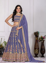 Thumbnail for Lehenga Mart Rosy Purple Georgette Desigenr Wedding Lehnega Choli