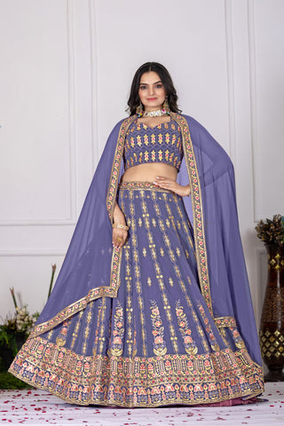 Lehenga Mart Rosy Purple Georgette Desigenr Wedding Lehnega Choli