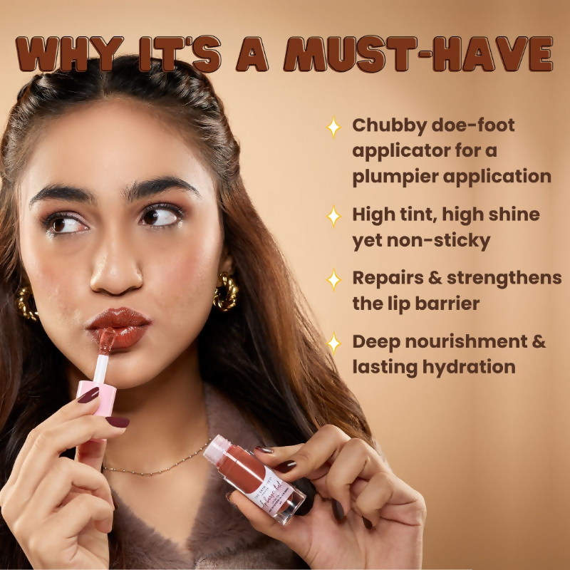 The Skin Diet Company Lip Barrier Tint High Shine Gloss Oil - Fall Brown - Distacart