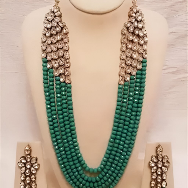 Jewel City Luxury Kundan Mint Crystal Statement Necklace Set | Traditional Indian Wedding Jewelry - Distacart