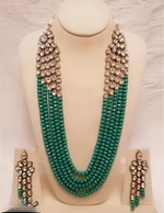 Thumbnail for Jewel City Luxury Kundan Mint Crystal Statement Necklace Set | Traditional Indian Wedding Jewelry