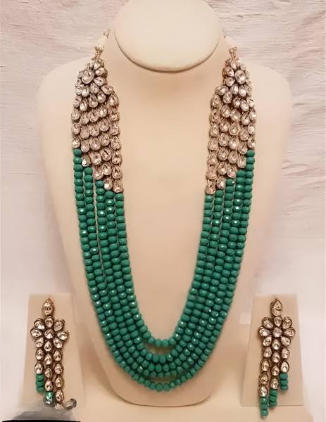 Jewel City Luxury Kundan Mint Crystal Statement Necklace Set | Traditional Indian Wedding Jewelry