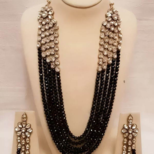 Jewel City Luxury Kundan Black Crystal Statement Necklace Set | Traditional Indian Wedding Jewelry