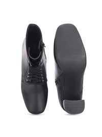 Thumbnail for Delize Women Round Toe Block-Heeled Winter Lace-Ups Boots