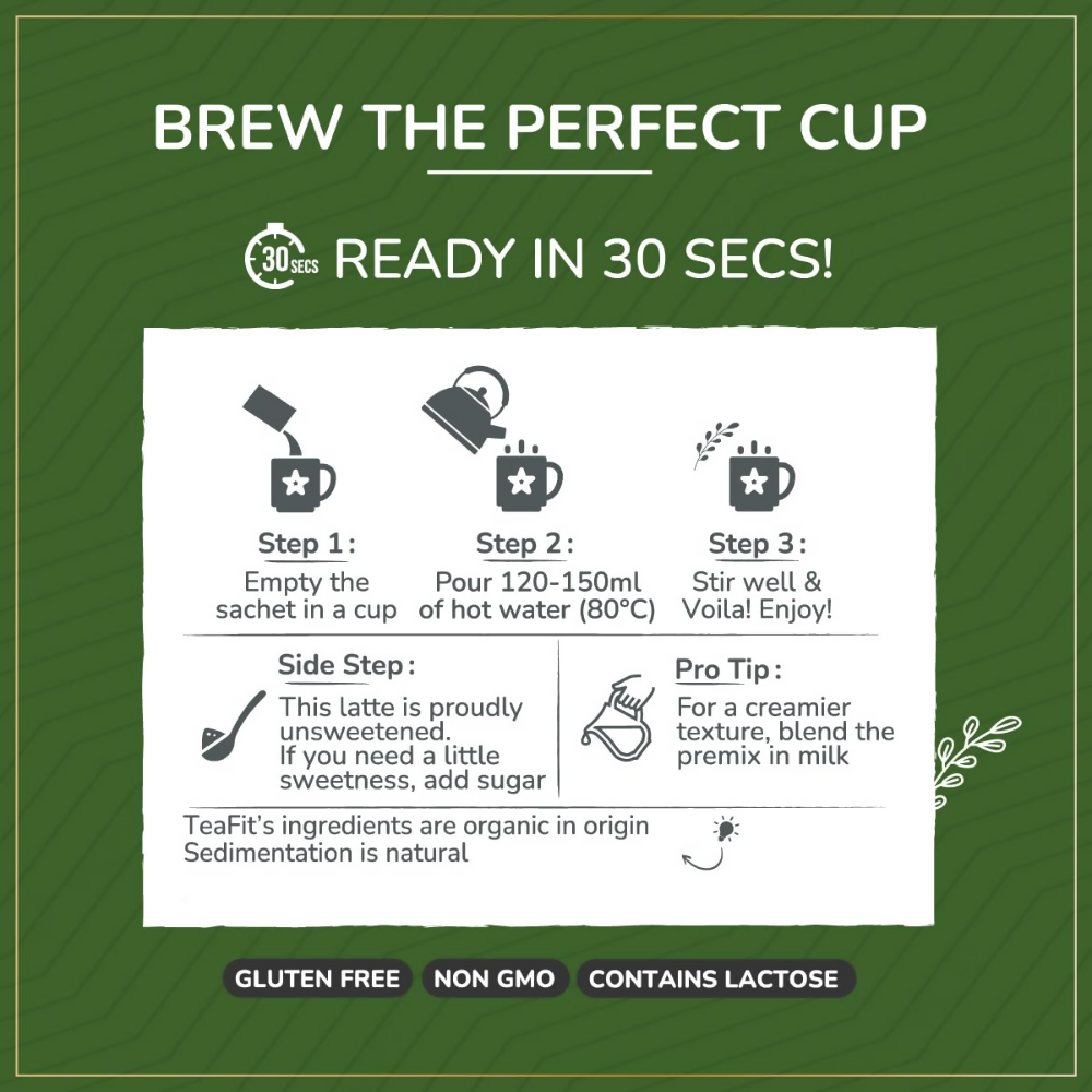 TeaFit Ceremonial No Sugar Instant Matcha Latte Premix - Distacart