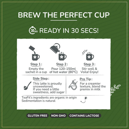 TeaFit Ceremonial No Sugar Instant Matcha Latte Premix - Distacart