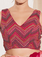 Thumbnail for Joban Fashion Magenta Net Padded Blouse With V Neck Sleeveless - Distacart