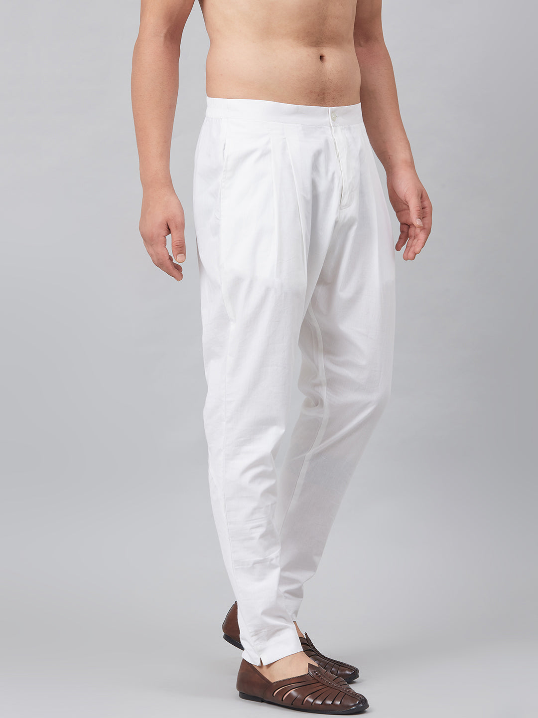 MULTI SHADES Men White Solid Trouser Style Pyjamas - Dista