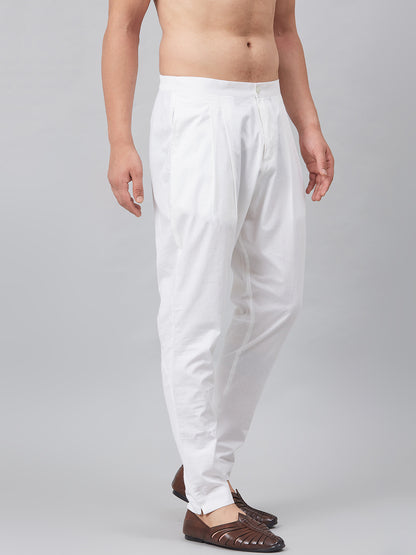 MULTI SHADES Men White Solid Trouser Style Pyjamas - Dista