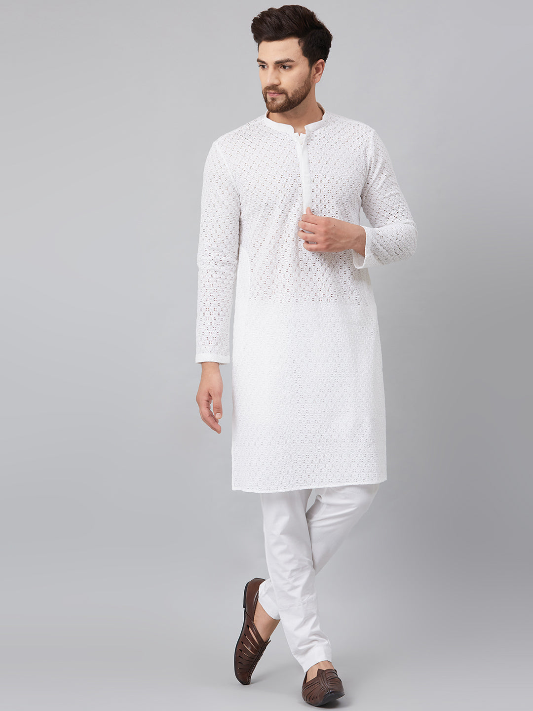 MULTI SHADES Men White Solid Trouser Style Pyjamas - Dista